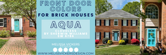3 different brick houses with aqua colored doors
