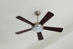 Downrod ceiling fan, wooden blades, single light source