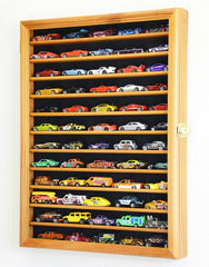 Display case showing Hot Wheels cars only