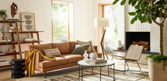 Living room set up using all West Elm furniture and decor