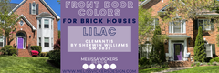 2 brick houses with light purple doors
