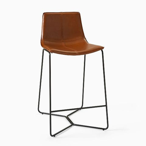 west elm slope leather bar counter stools