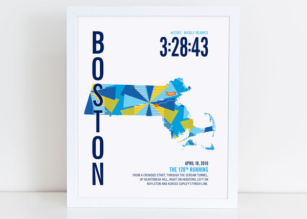 boston marathoner personalized course poster