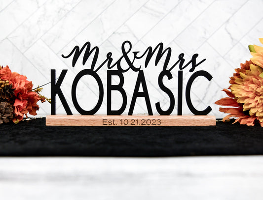 Wedding Sign with Custom Name for Table, Stand alone, Unique Personali –  Kobasic Creations