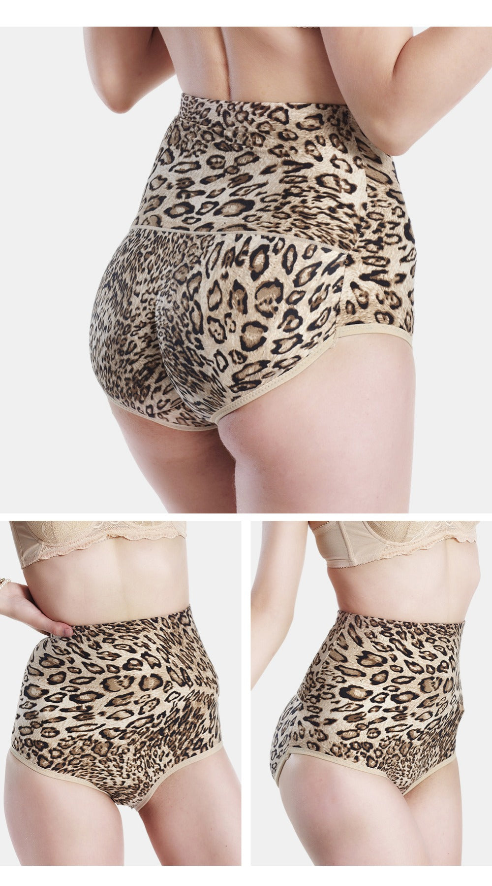 Body Shaper Leopard Print Slimming Briefs Butt Lifter Hip Enhancer Hig
