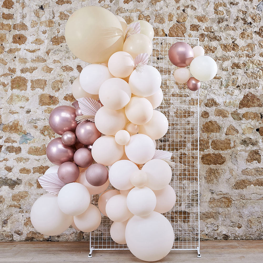 Arche De Ballons Boheme 75 Ballons Roses Et Beiges Et Fleurs De Pampa Decoration Mariage Anniversaire Fete My Little Day