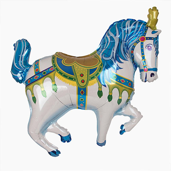 Decoration Ballon Aluminium Mylar Cheval De Cirque Bleu Anniversaire Enfant My Little Day