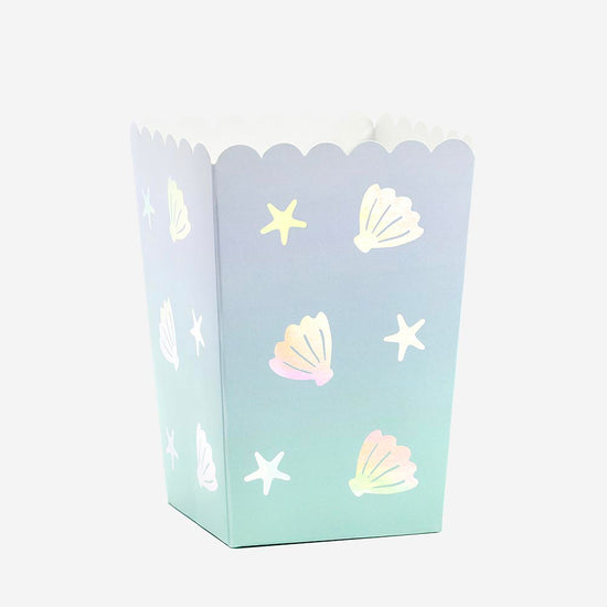 Mermaid Birthday 6 Iridescent Shell Popcorn Boxes