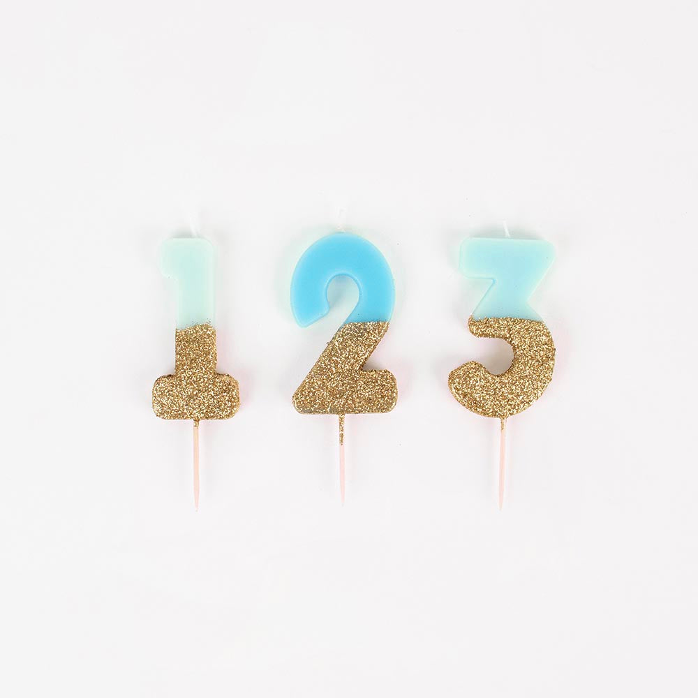 Table Candle Birthday Candle Cipher Blue My Little Day