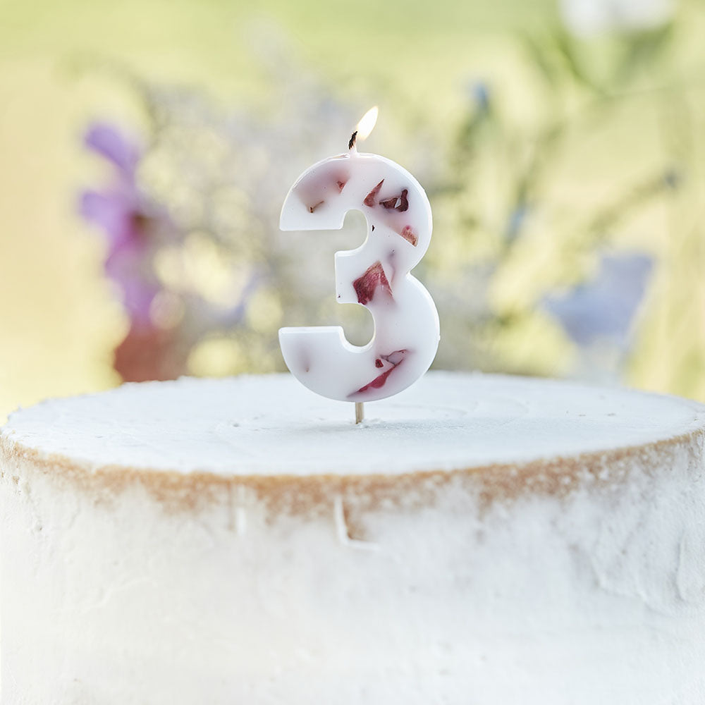 Bougie Chiffre Petales De Fleurs Sechees Deco Gateau Anniversaire My Little Day