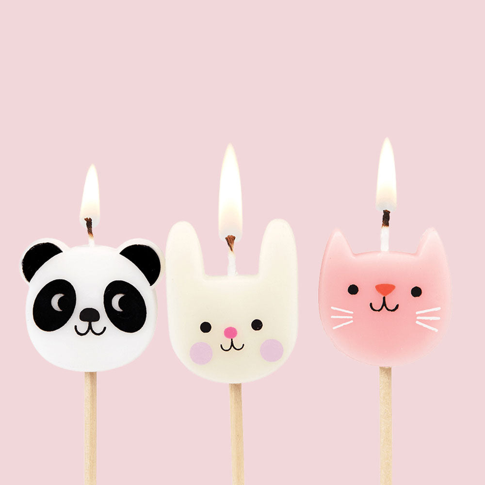 6 Bougies Animaux Mignons Chat Lapin Et Panda Gateau Anniversaire My Little Day