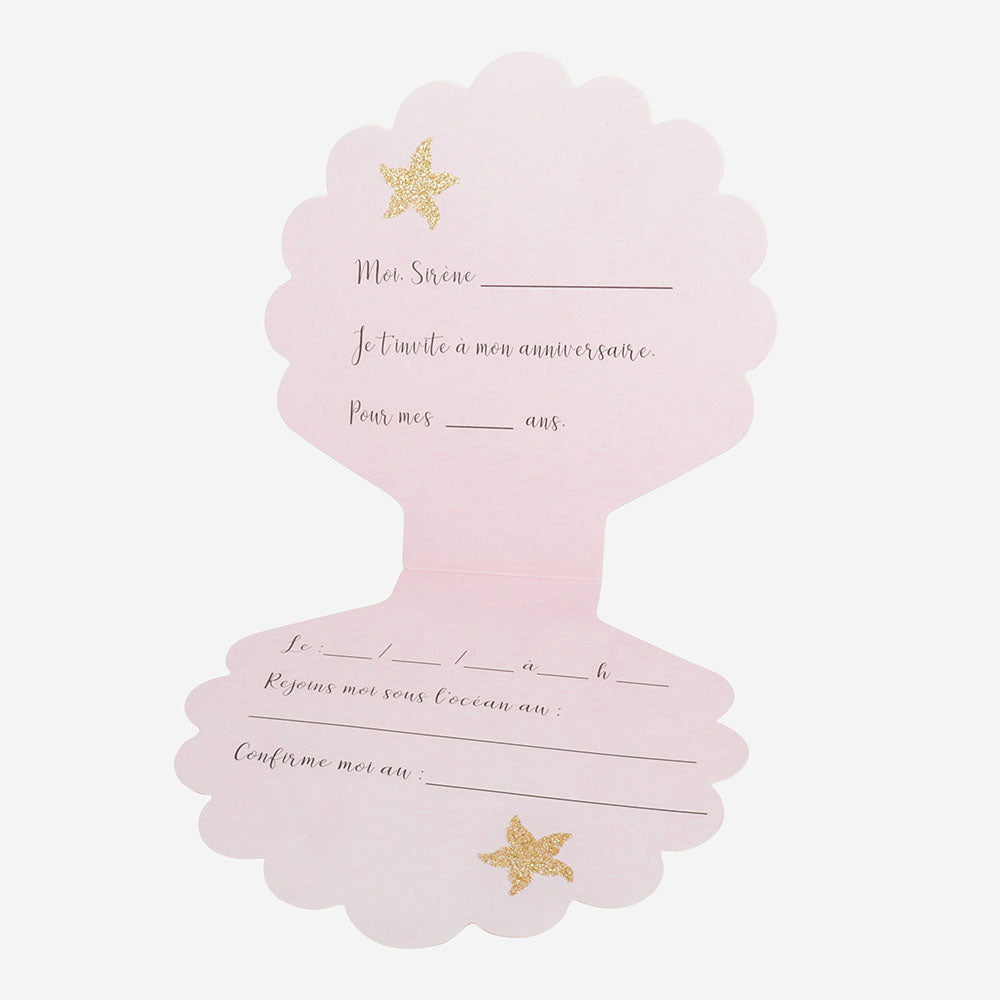 Cartes D Inviation Coquillage Pour Anniversaire Fille Theme Sirene My Little Day
