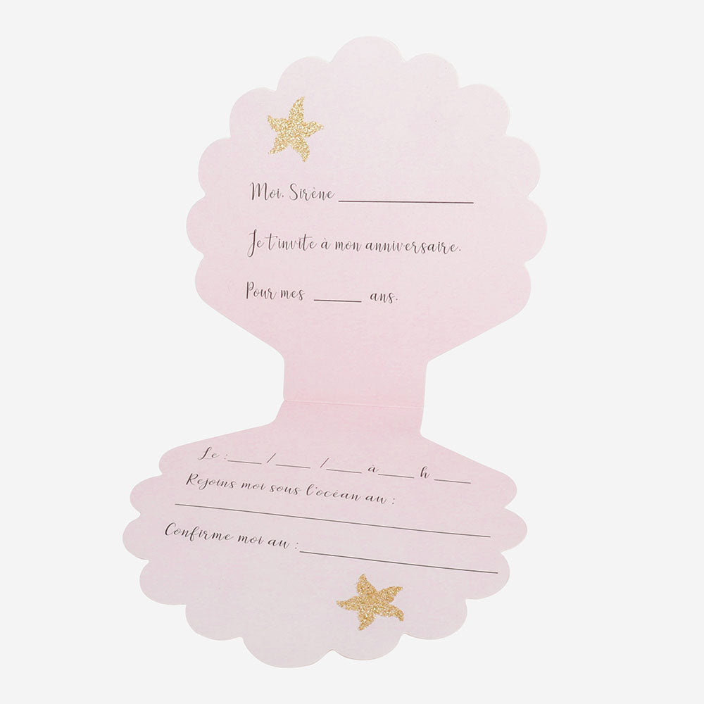 Personnalise Sirene Invite Childrens Rose Fete D Anniversaire Invitations X 8 Cartes De Voeux Papeterie Maison Et Jardin Fetes Occasions Speciales