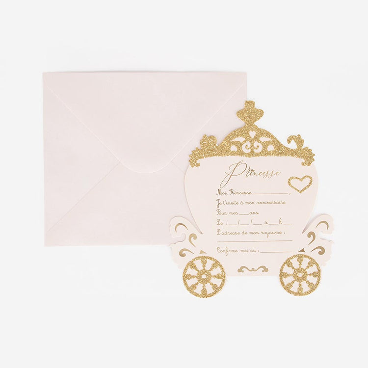 Cartes D Invitation Carrosse De Princesse Pour Anniversaire Fille Theme Princesse