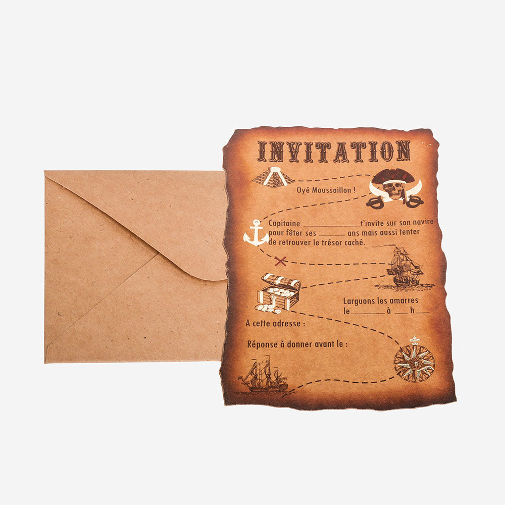 Carte D Invitation Theme Pirate En Forme De Parchemin Chasse Au Tresor My Little Day