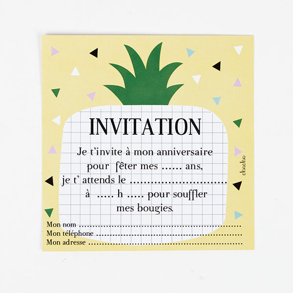 Papeterie Cartons D Invitation Ananas Anniversaire Enfant My Little Day