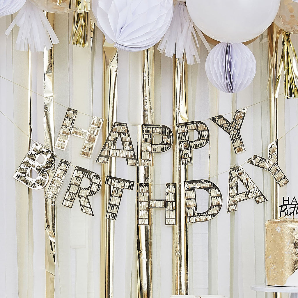 Guirlande Happy Birthday Dore Pour Deco Anniversaire Gatsby Ou Disco My Little Day