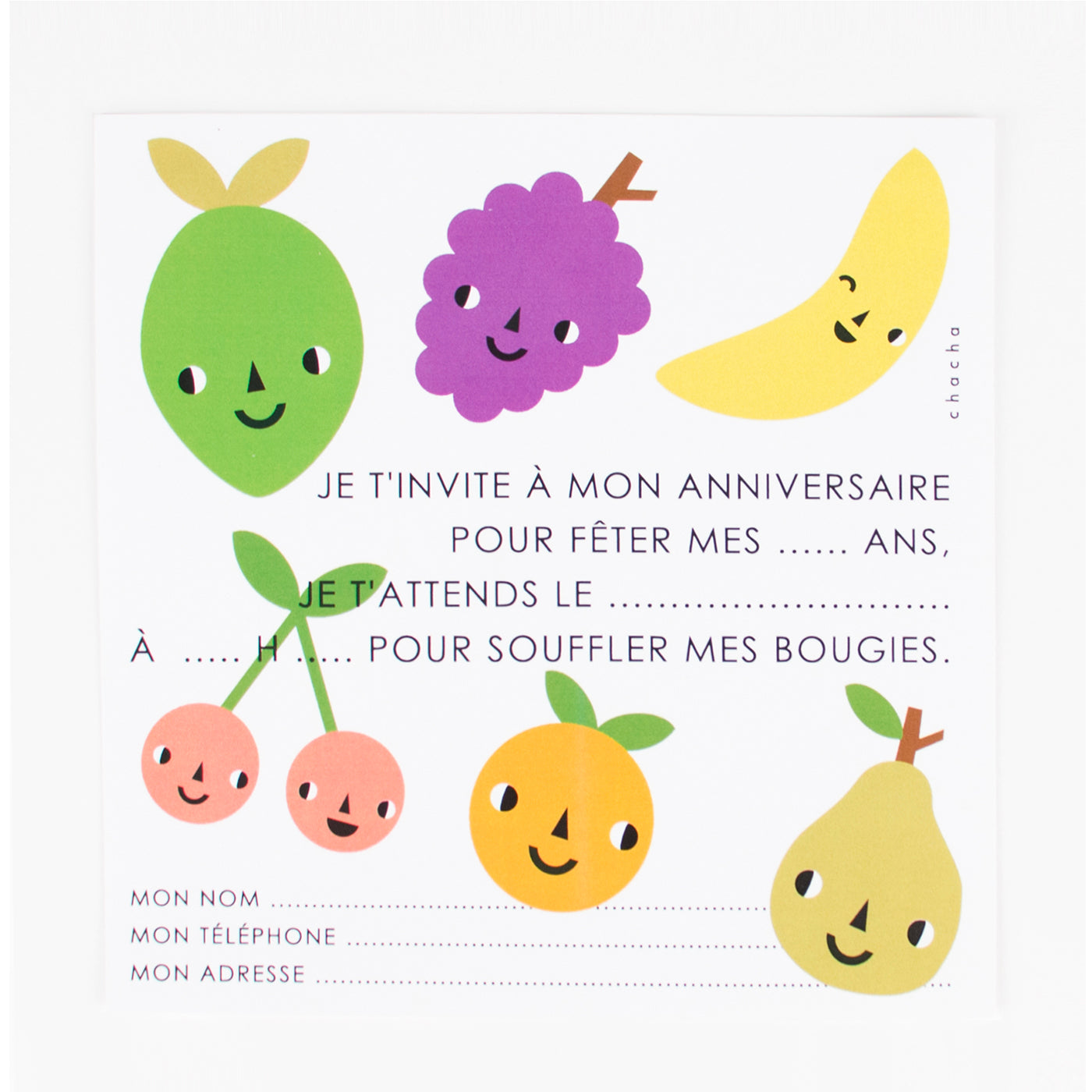 Papeterie 8 Cartons D Invitation Fruits Anniversaire Enfant My Little Day