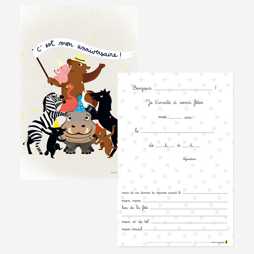 Carte Invitation Anniversaire Animaux Pour Anniversaire Enfant My Little Day