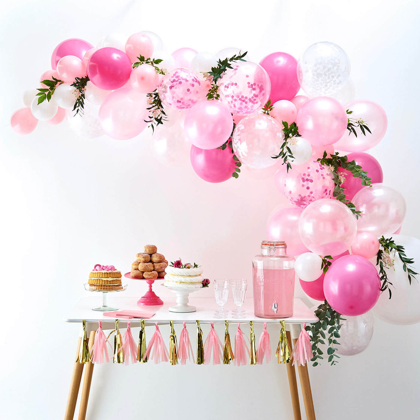 Arche Ballon 70 Ballons Roses Confettis