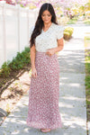 Ditzy Floral Textured Maxi Skirt Modest Dresses vendor-unknown