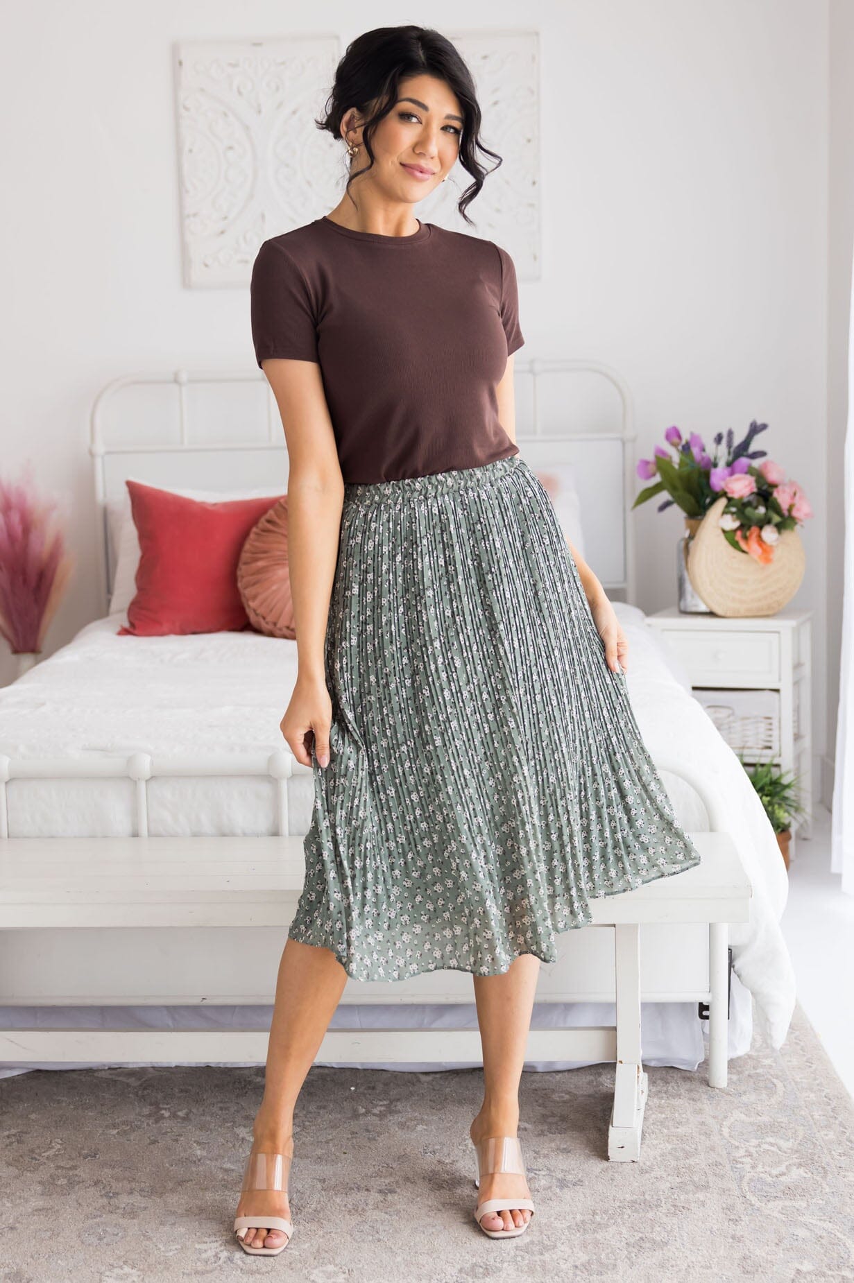 Always Blooming Modest Pleat Skirt