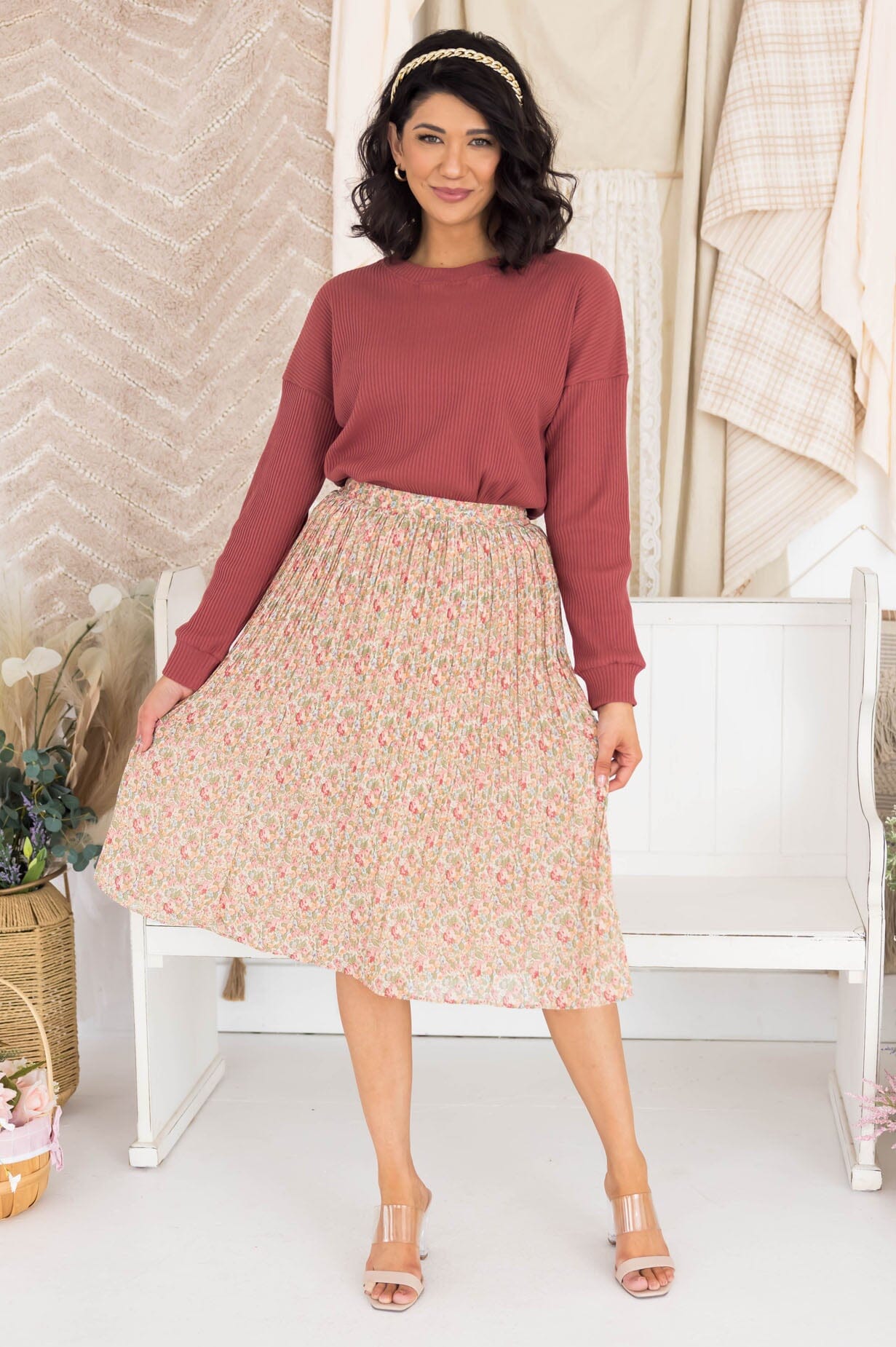 Always Blooming Modest Pleat Skirt