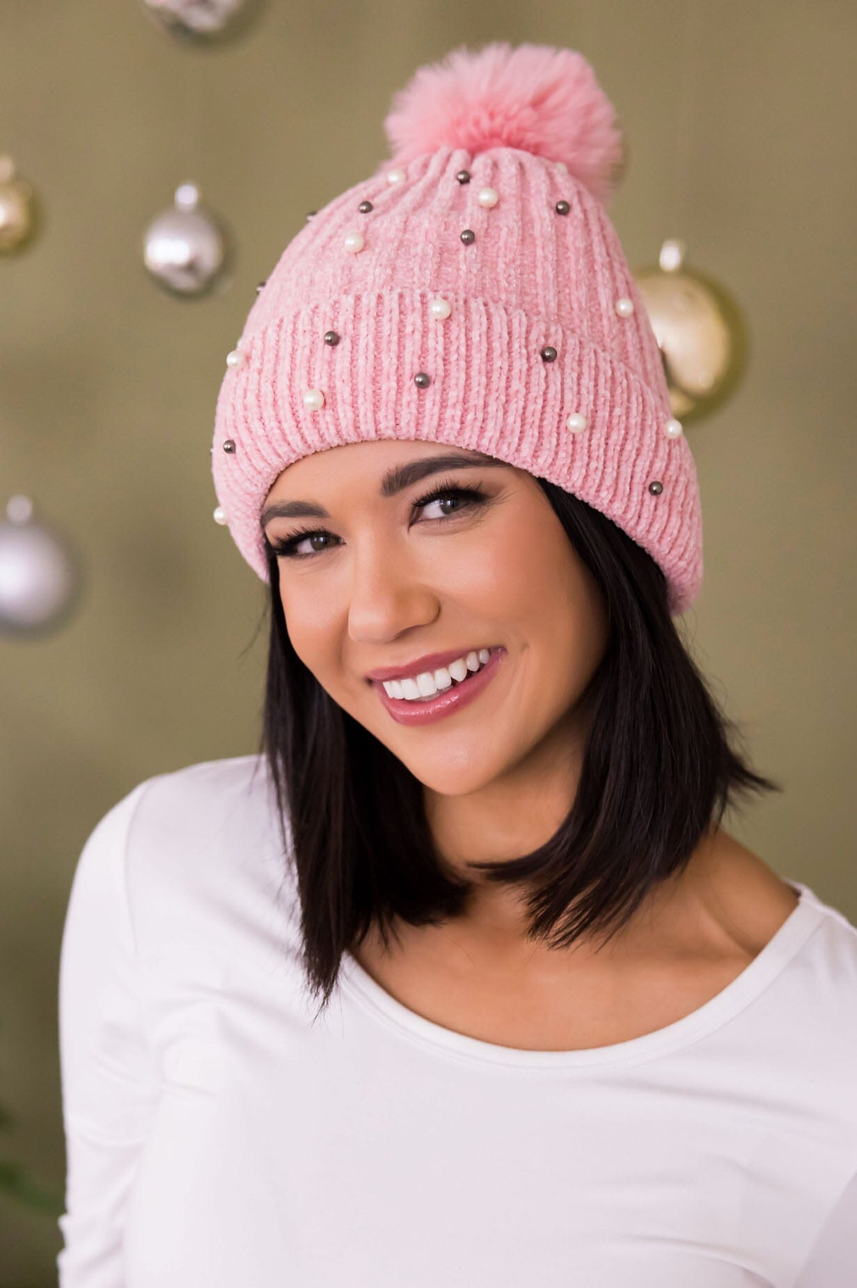 As Precious As Pearls Pom Pom Beanie