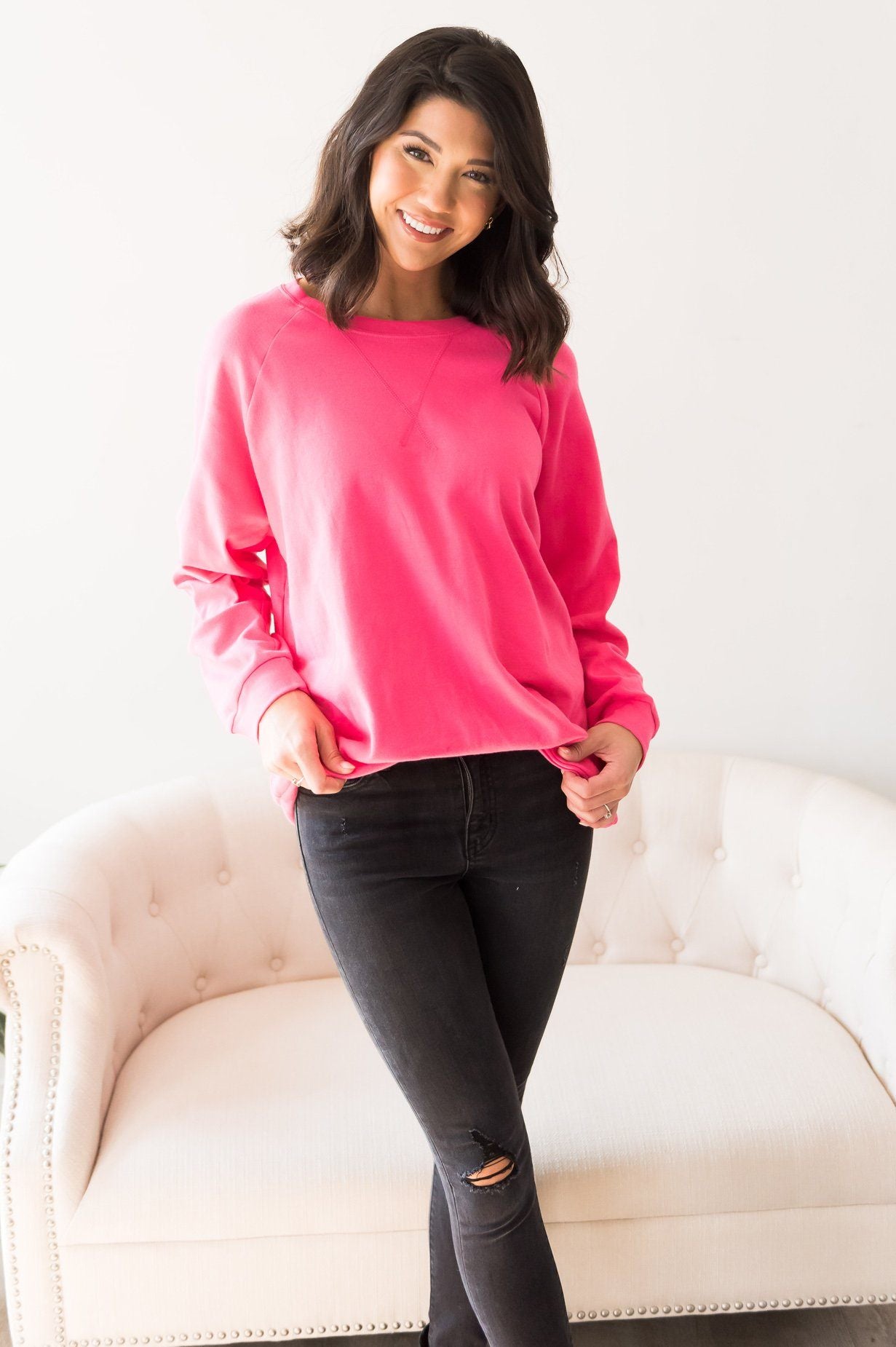 Casual Chilling Modest Crewneck