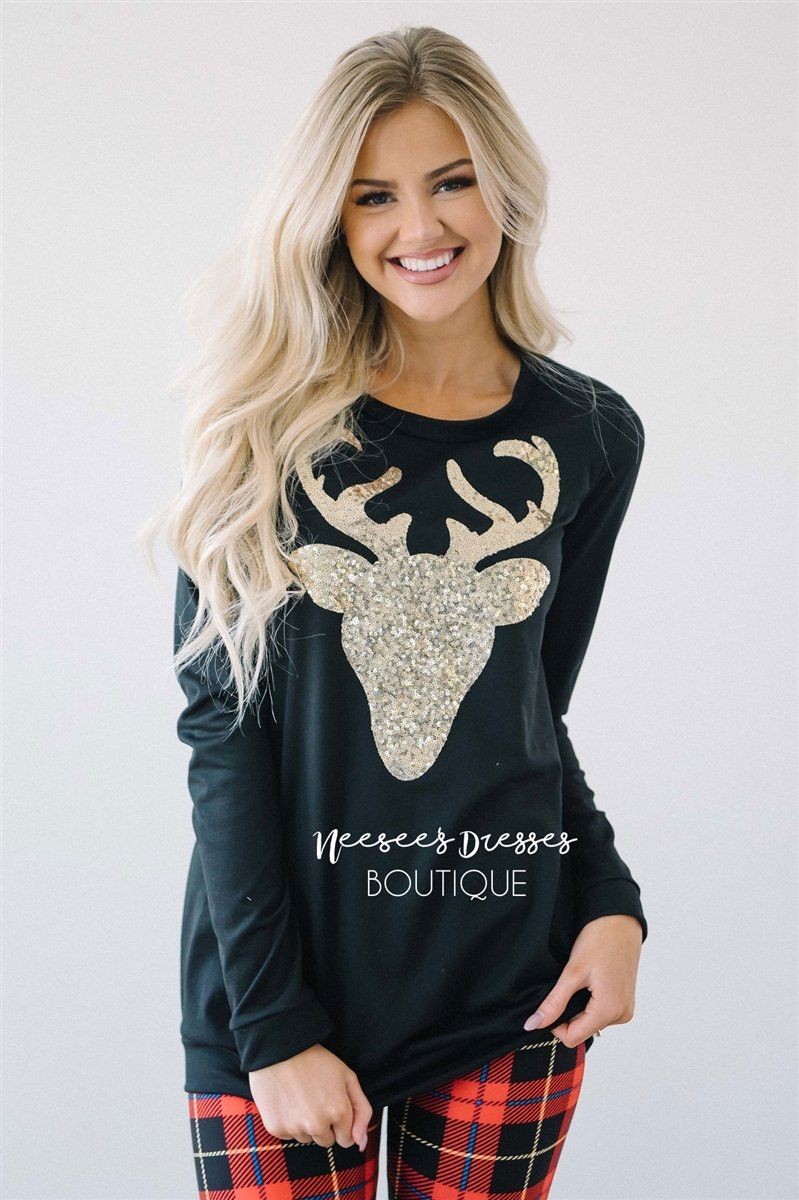 sequin reindeer sweater