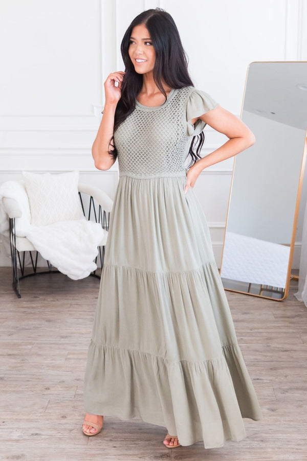 The Sian Modest Crochet Lace Dress - NeeSee's Dresses