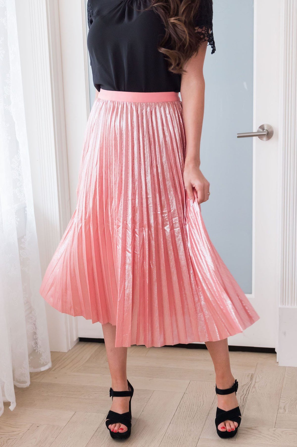 A Bit Of Shimmer Modest Pleated Skirt - NeeSee's Dresses