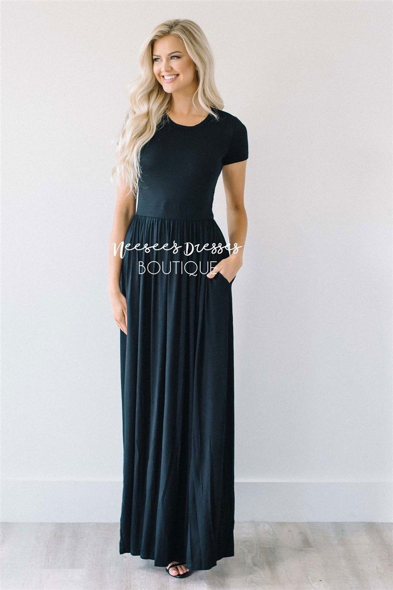 modest black maxi dress