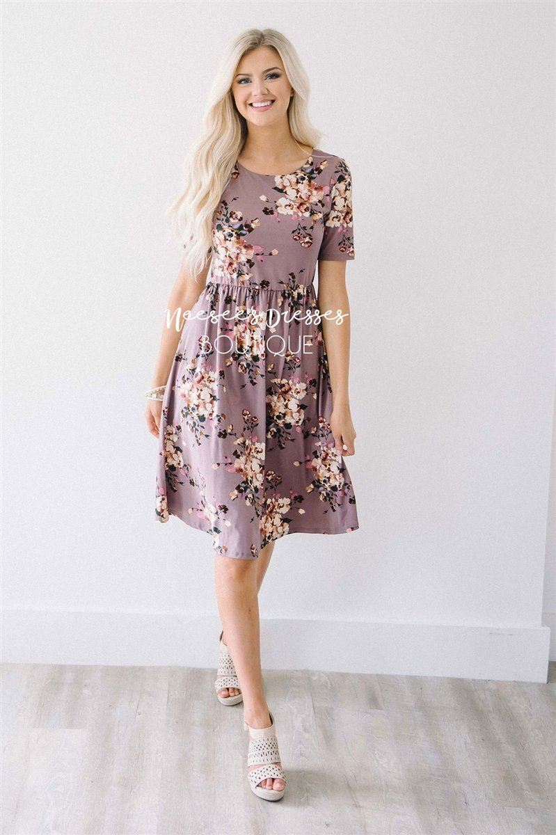 Dusty Lilac Cream Floral Modest Summer Dress | Cute Modest Clothes ...