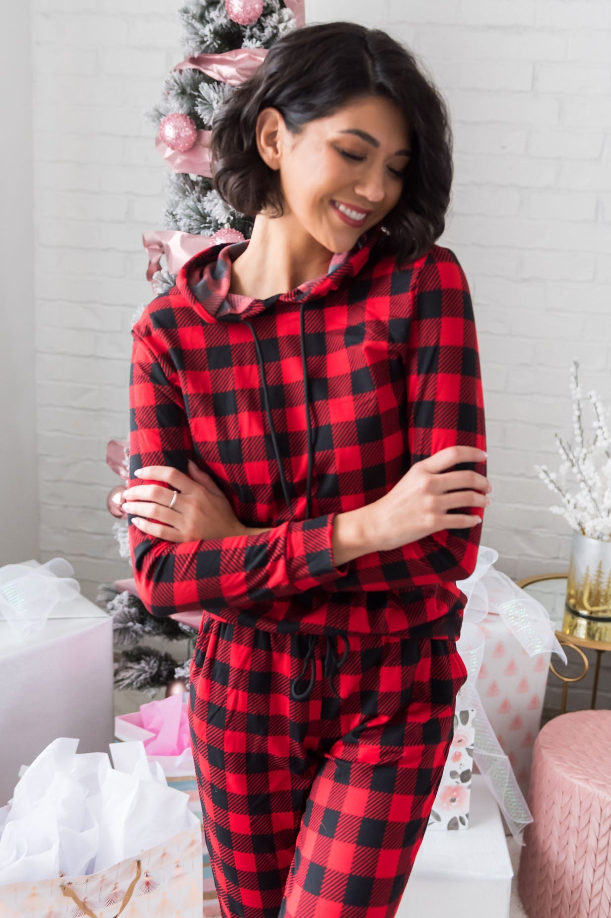 Buffalo Plaid Modest Lounge Set