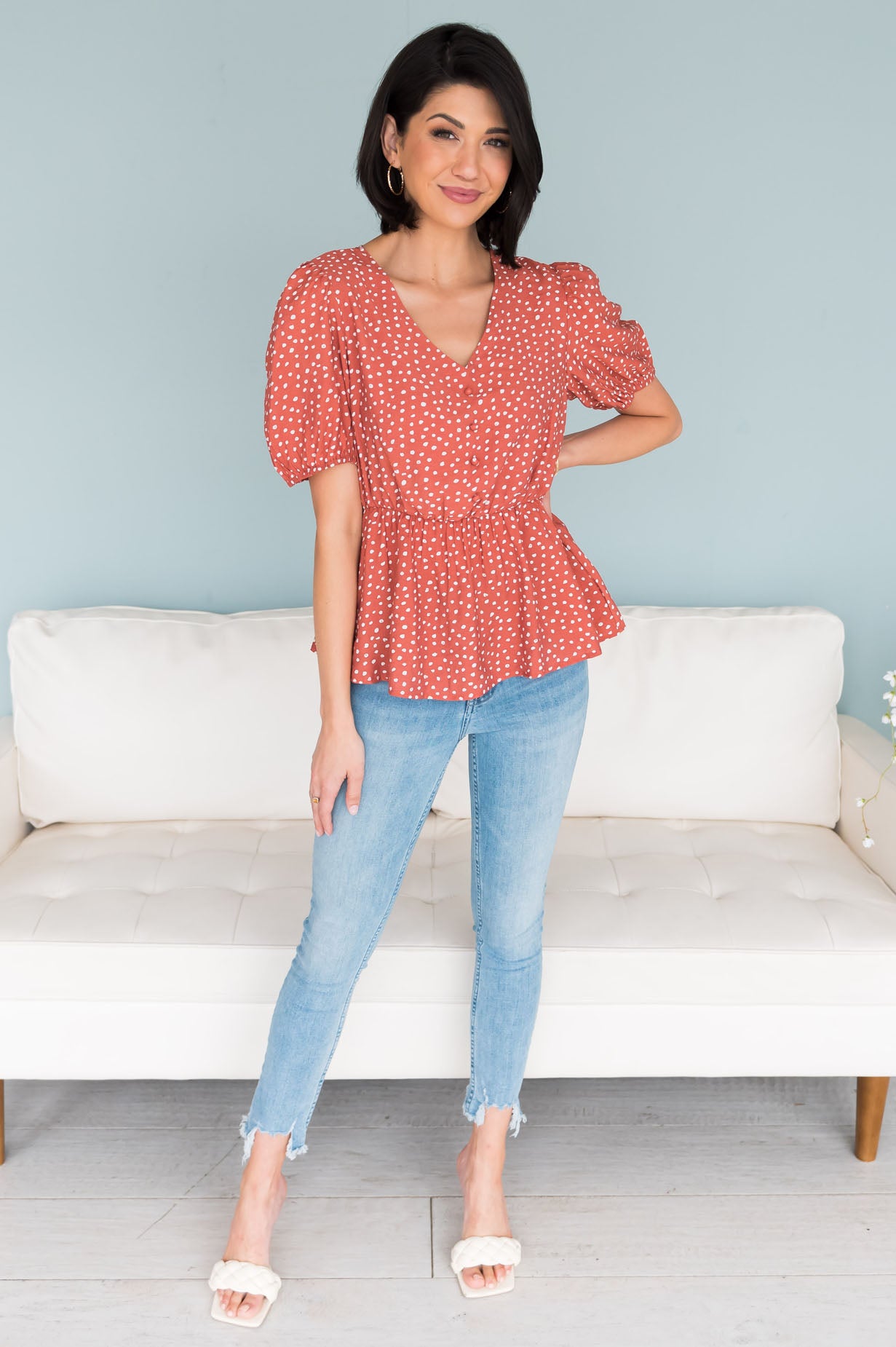 Cheer Found Me Modest Peplum Blouse