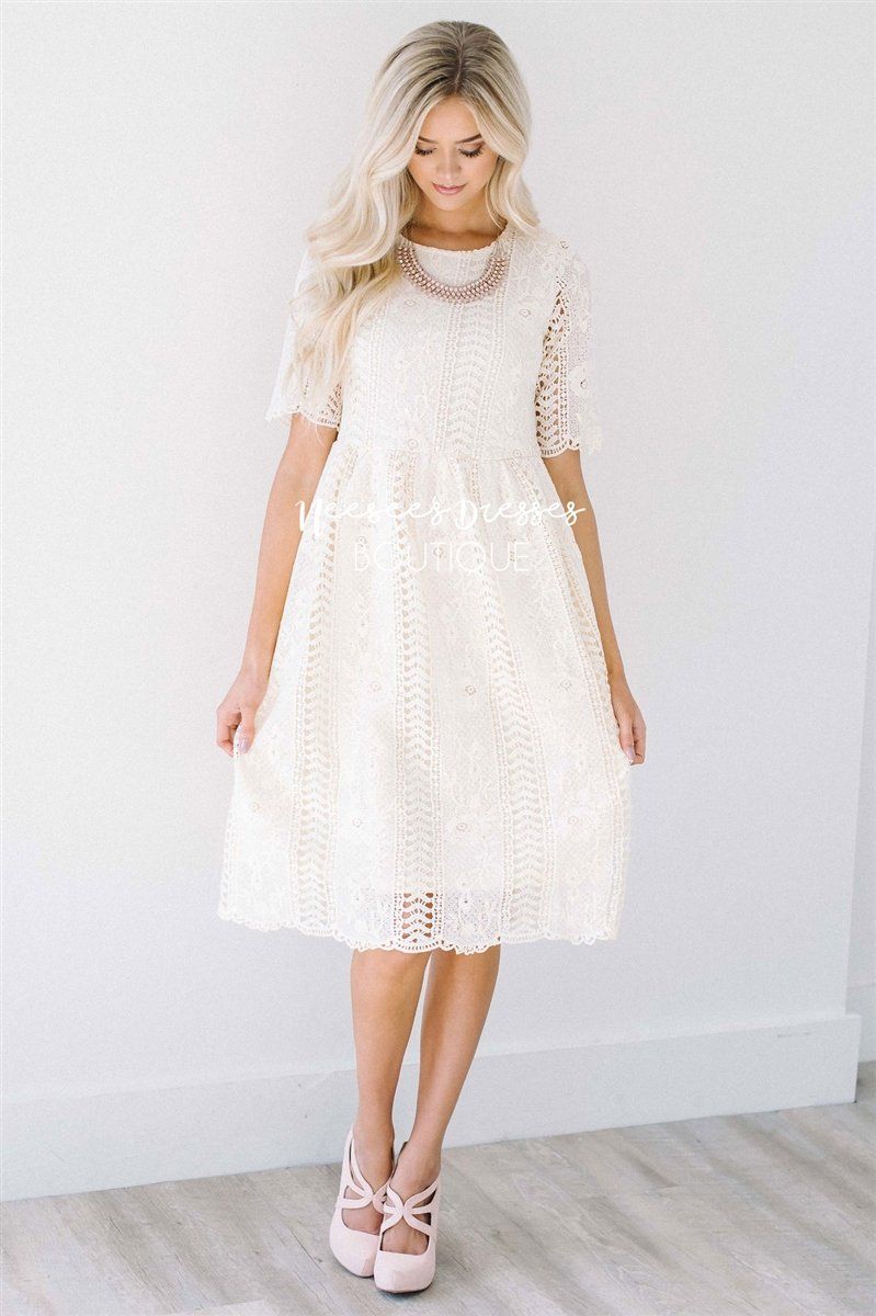 cream lace dress modest