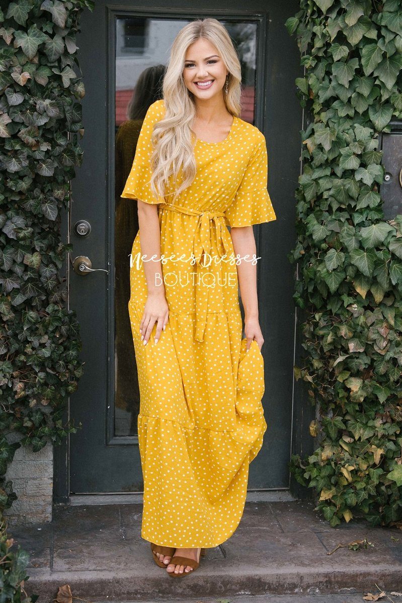 canary yellow long dress