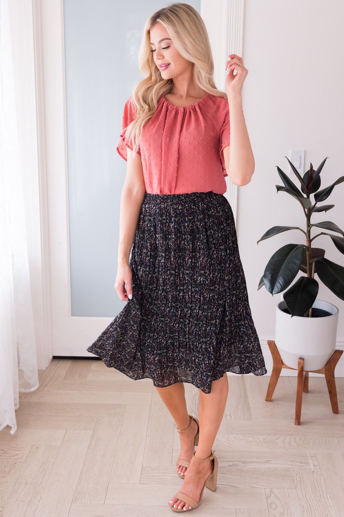 Fall Blooms Modest Pleat Skirt - NeeSee's Dresses