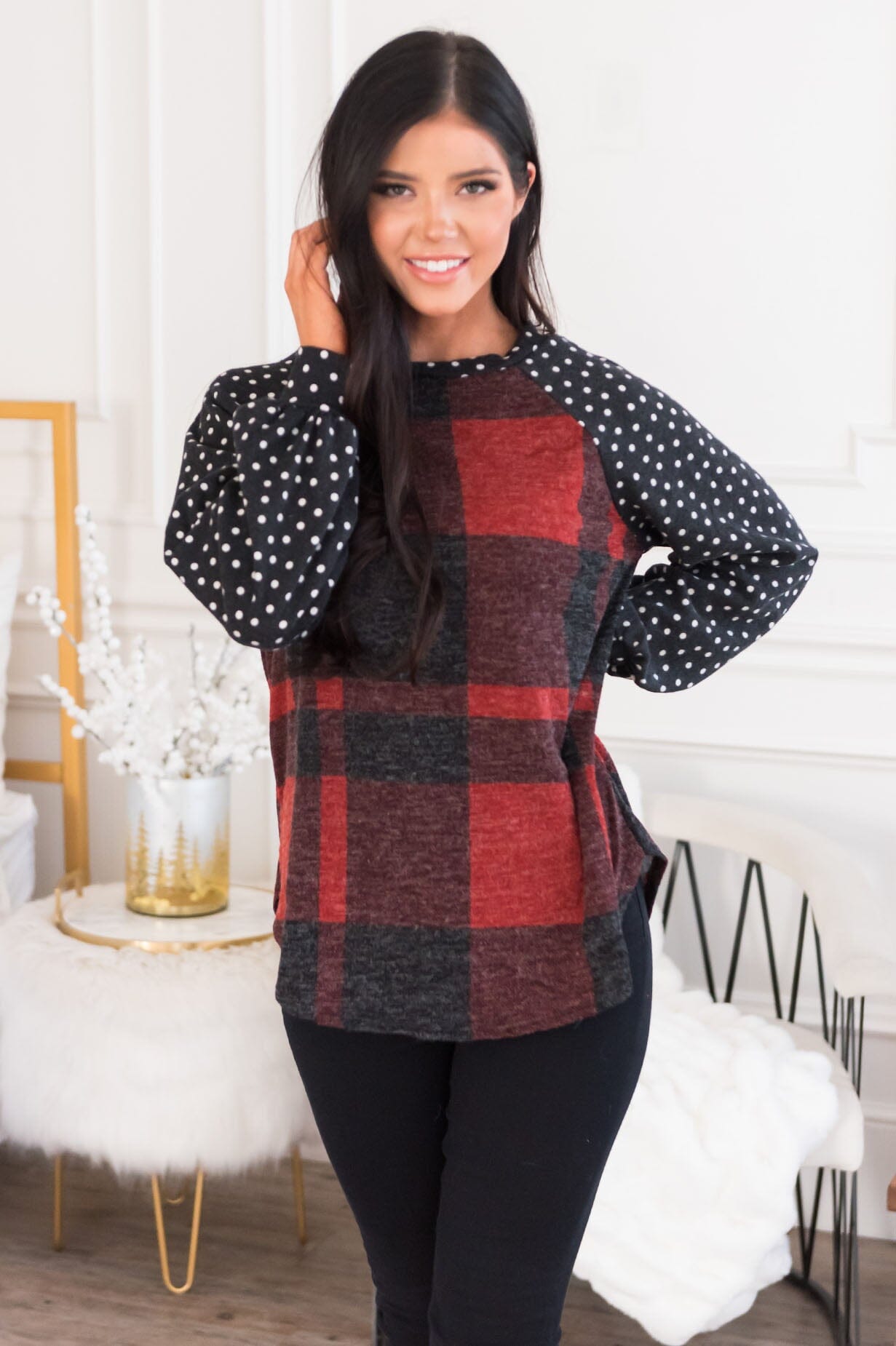 Falling For Plaid Modest Top