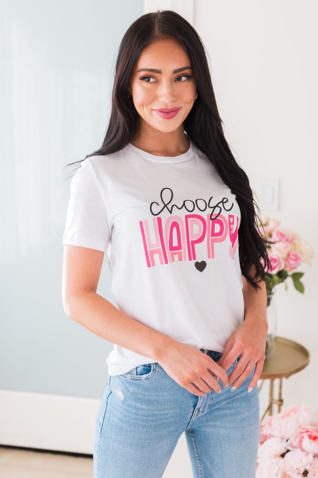 Always Choose Happy Modest Tee