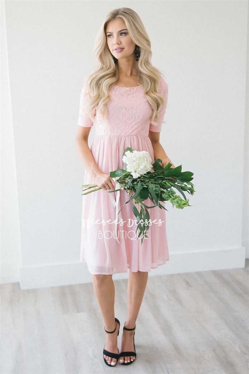 Rose Gold Tulle Sparkly Modest Dress | Beautiful Modest Bridesmaids ...