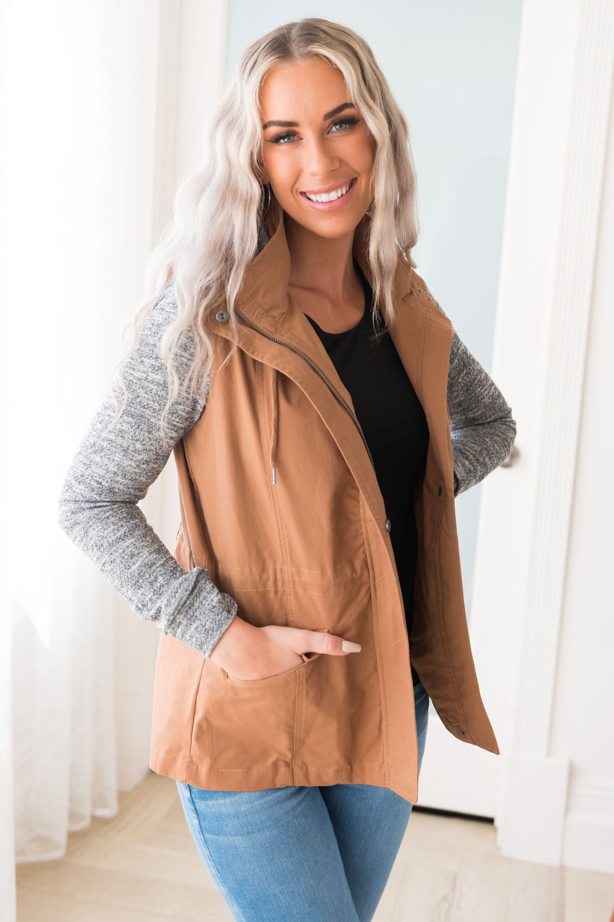 Bring on Fall Modest Light Weight Zip-Up Hoodie