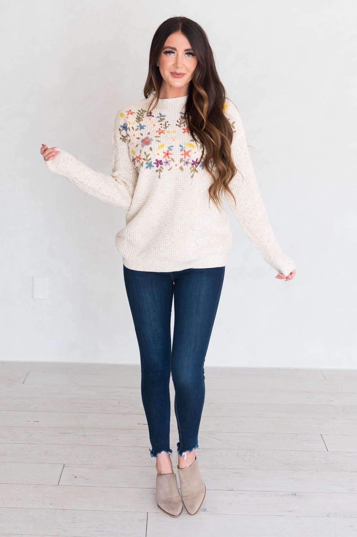 Born To Bloom Modest Sweater