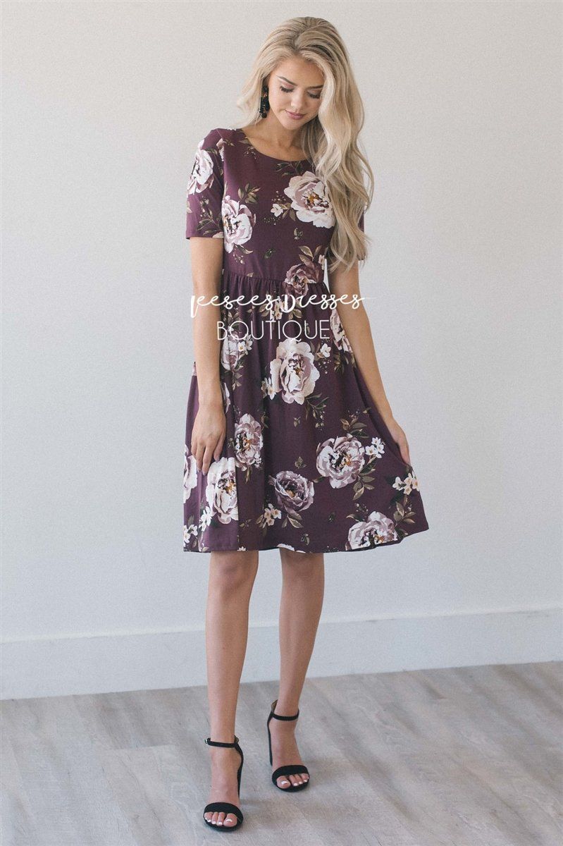 modest floral dress with sleeves