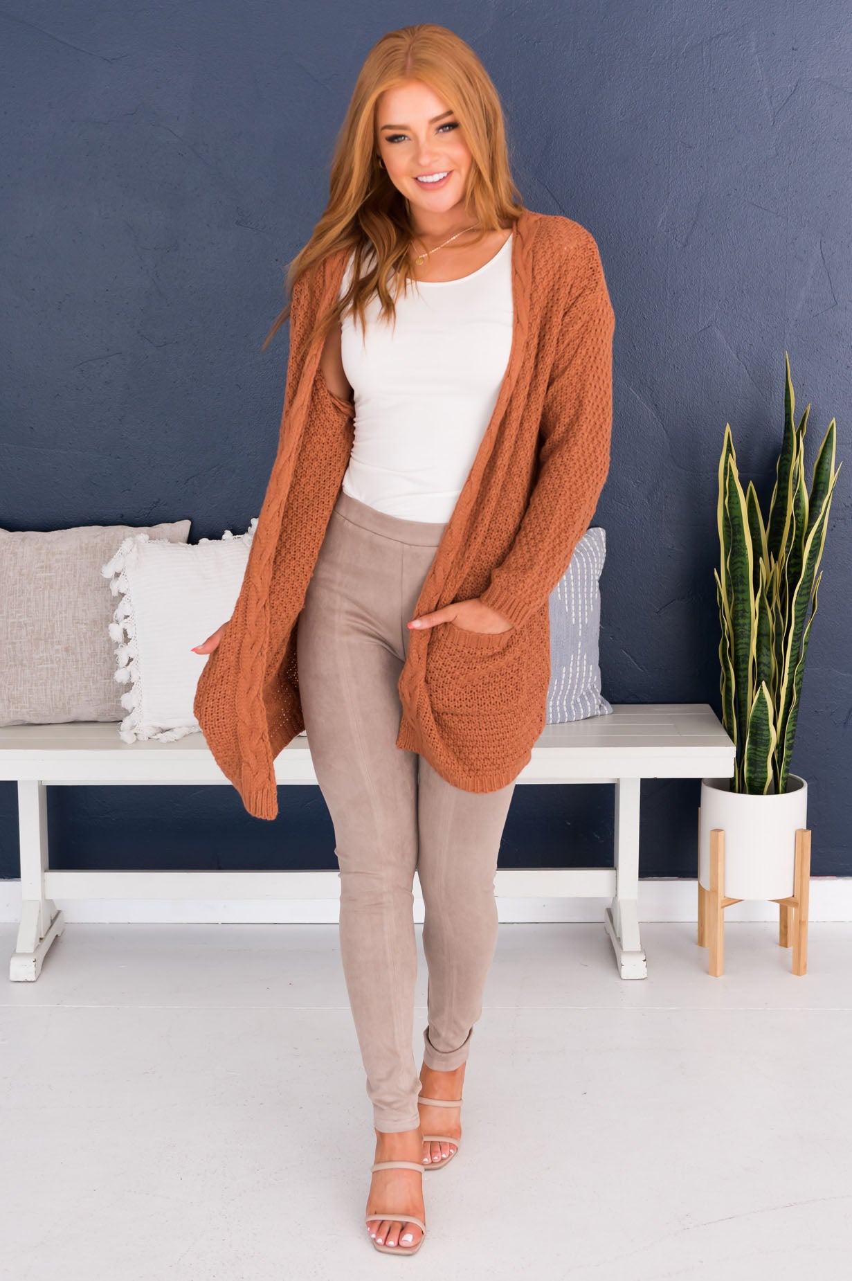Falling in Your Arms Modest Front-Pocket Cardigan