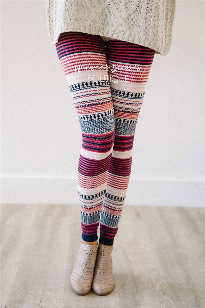 Navy Stretch Printed Leggings Affordable Trendy And Modest Clothing Cute Christmas Winter