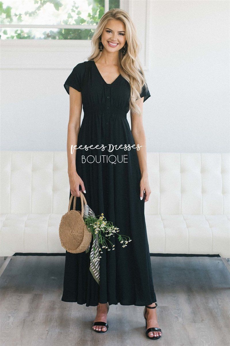 modest black maxi dress