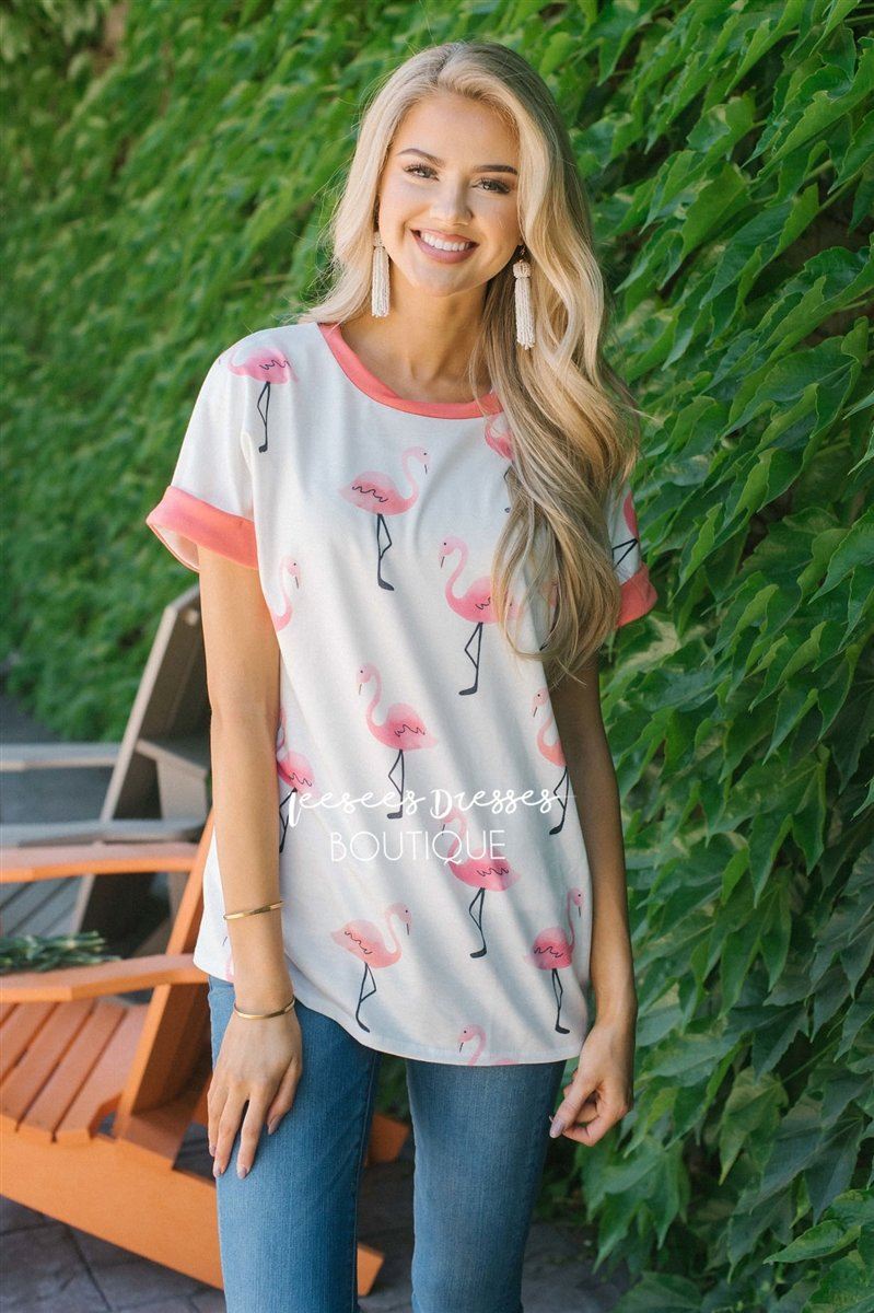 Bright Pink Flamingo Top