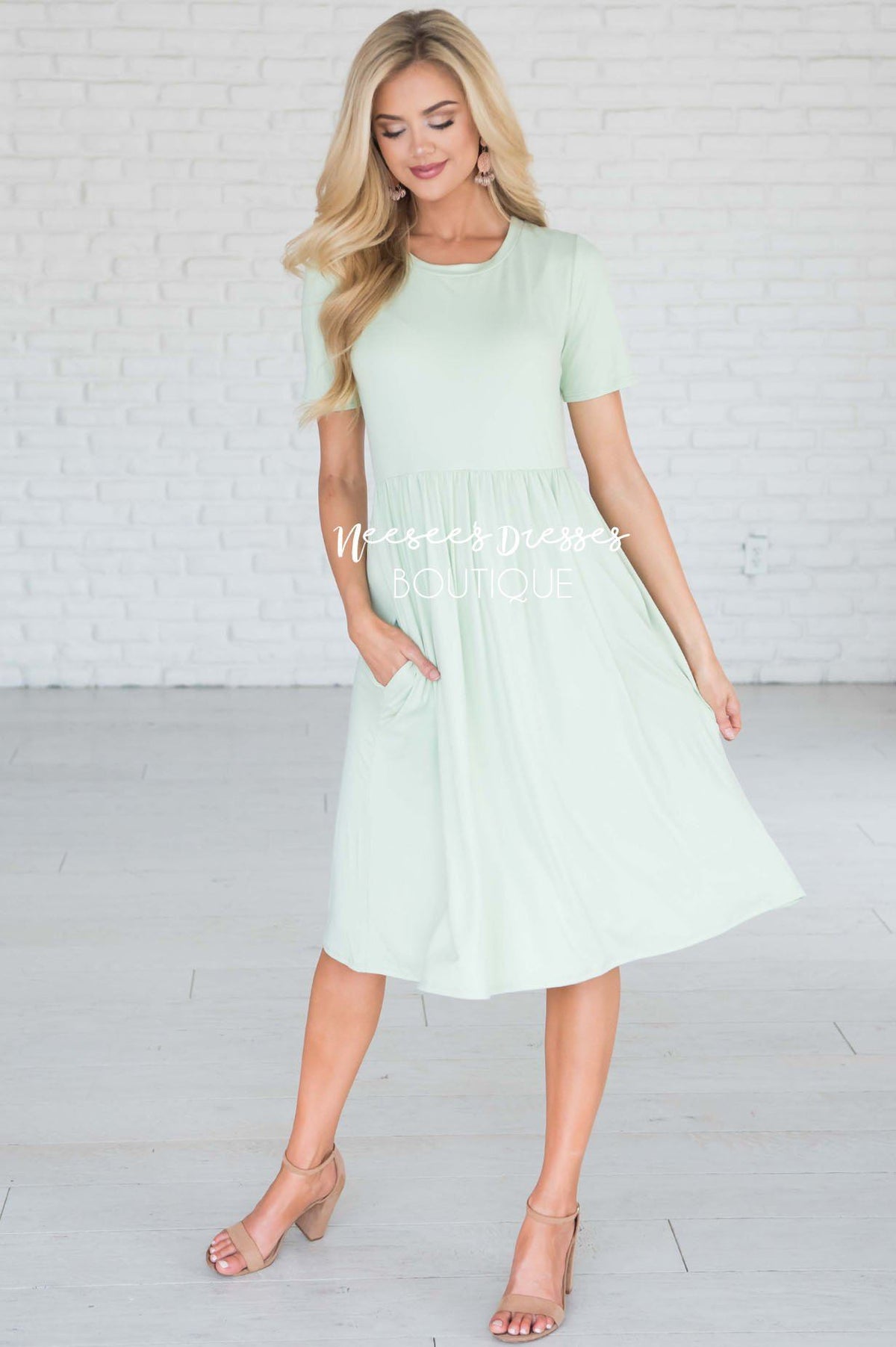 Tea Green Modest Short Sleeve Dress | Best Place To Buy Modest Dress ...
